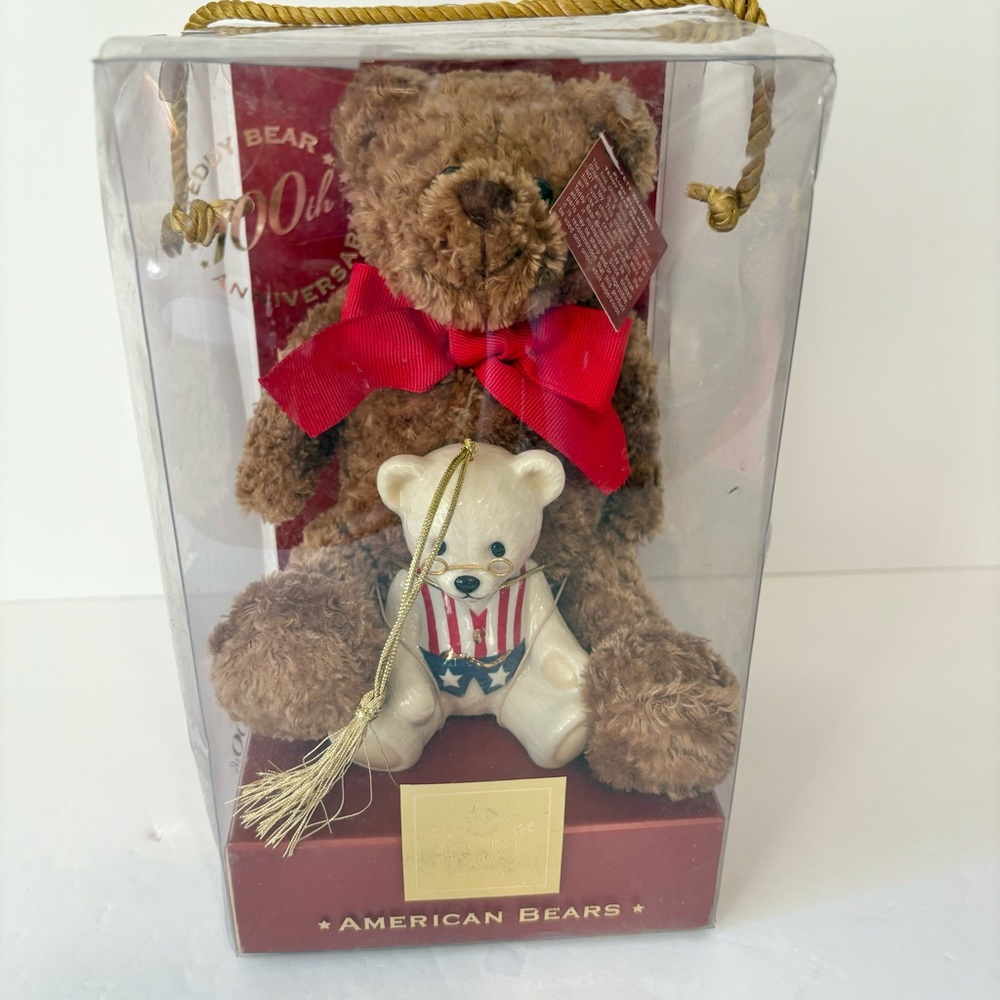 Vintage Lenox 100th Anniversary Teddy Bear & Ornament Set‎